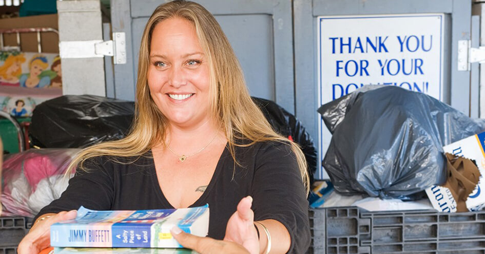 Woman donating items