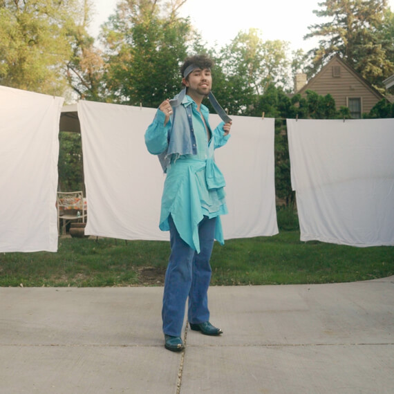 man wearing blue outfit