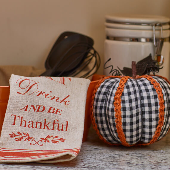 Fall pumpkin decoration and hand towel